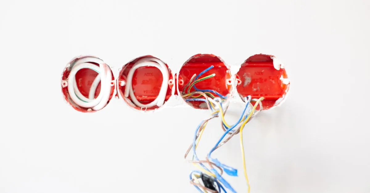 Vorbereitete Unterputzdosen mit elektrischen Leitungen